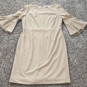Calvin Klein Cream Bell-Sleeve Sheath Dress
